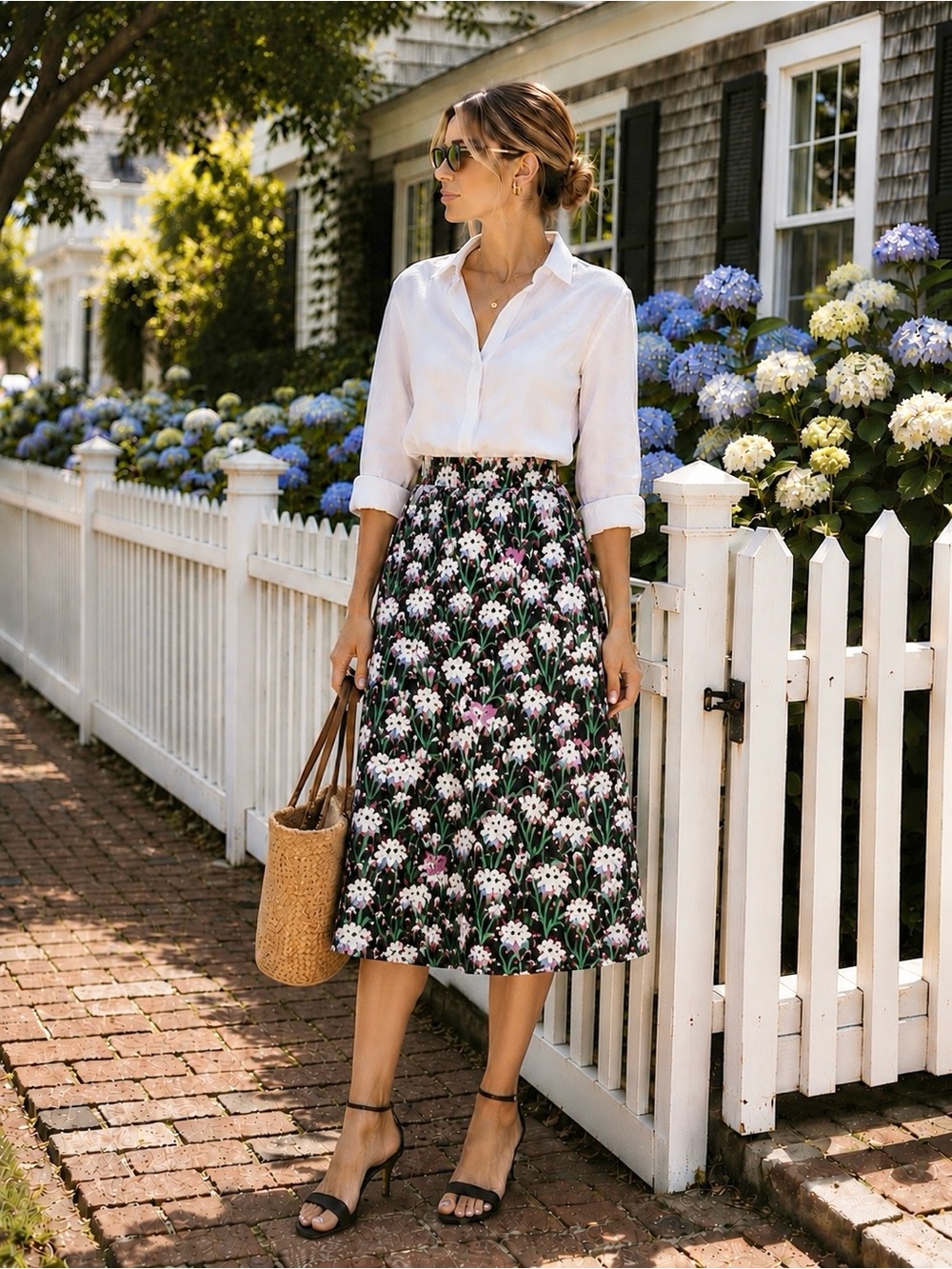 Veronica Beard Avi floral print poplin midi skirt size 10 NWT